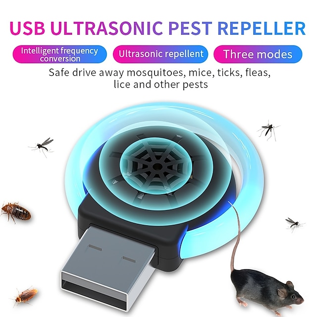  Car Mouse Repellent Ultrasonic Mosquito Repellent Car Insect Repellent USB Plug-in Portable Household Rodent And Mosquito Repellent Non-toxic Tasteless Chemical-free Maternal And Child-grade Health