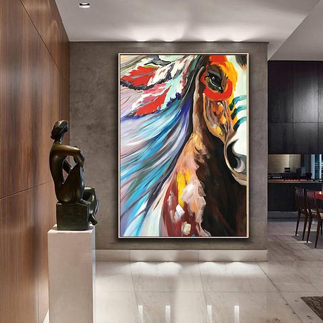  Высококачественная картина маслом лошади, поп-впечатление, картина маслом лошади на холсте для декора, ручная работа, картина с изображением лошади, индийская лошадь