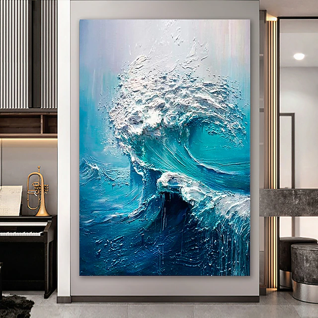 Oil Painting Hand Painted Vertical Abstract Modern Stretched Canvas 11