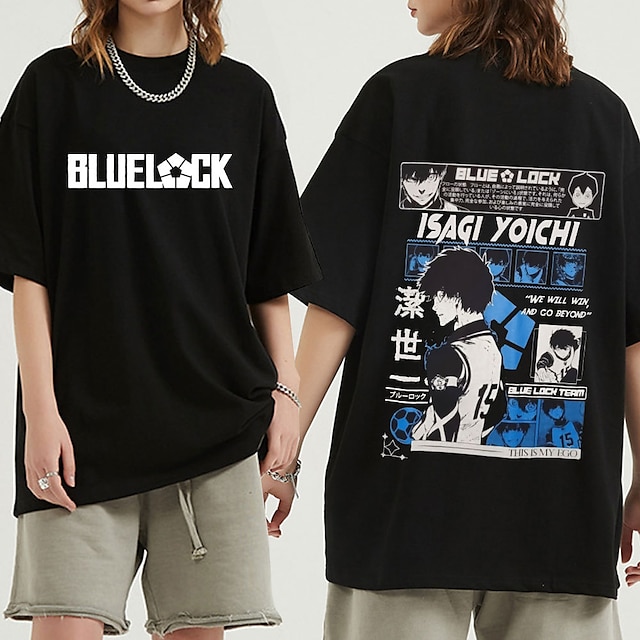  candado azul isagi yoichi T-Shirt Estampado Estilo callejero Para Pareja Hombre Mujer Adulto Estampado en caliente Casual Diario