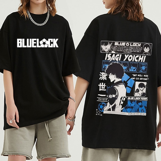  Bloqueio Azul Isagi Yoichi Japonesa/Curta Imprimir Estilo de rua Para Casal Homens Mulheres Adulto Hot Stamping Casual / Diário