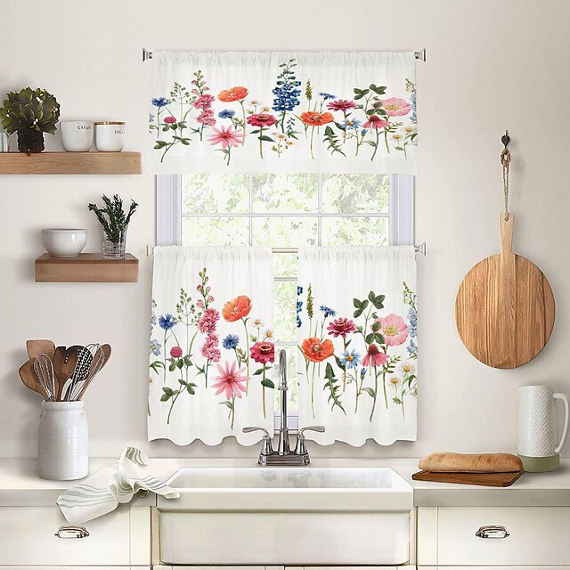 Kitchen Curtains Window Valance Curtains, Short Cafe Curtains Farmhouse ...