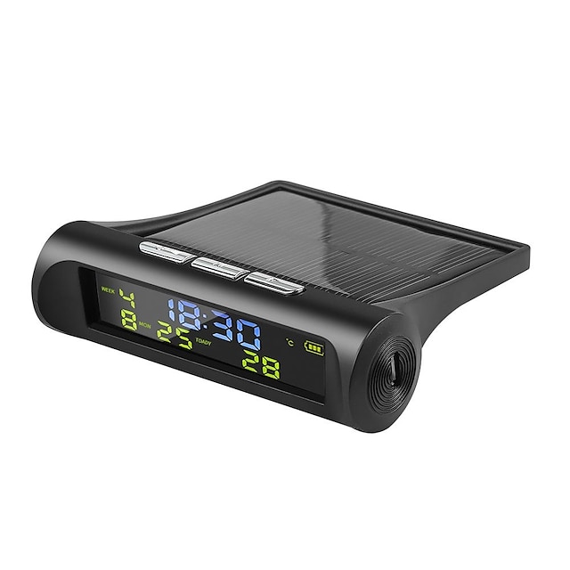 solcelleklokke solcellebil digital klokke med lcd-tidsdato temperaturvisning i bilen for utendørs personlig bildekorasjon