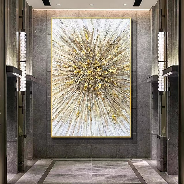  duży ręcznie malowany obraz olejny na płótnie nowoczesny krajobraz złota abstrakcyjna linia obraz ścienny do salonu wystrój domu