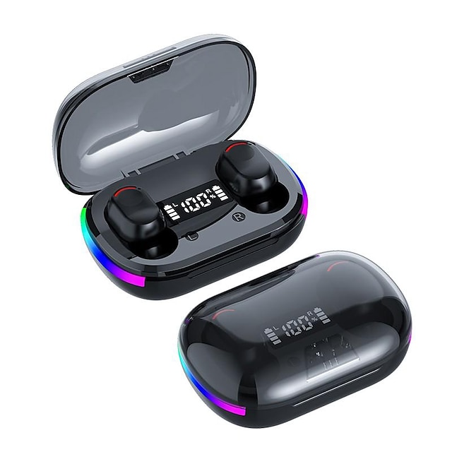  căști fără fir Bluetooth 5.3 cu lumină rgb căști cu bass căști stereo în ureche căști Bluetooth cu anulare a zgomotului fără fir real cu carcasă de încărcare cu afișaj LED
