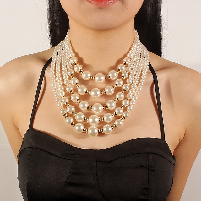  Ohrringe Perlenkette Choker 2 Stk Flapper Accessoires Retro Vintage 1920er Legierung für den großen Gatsby Cosplay Damen Modeschmuck Modeschmuck
