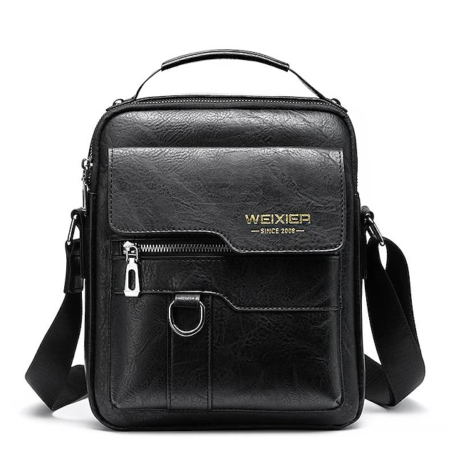 WEIXIER Crossbody Bag Men's Shoulder Bag Vintage Leather Vertical Hand ...