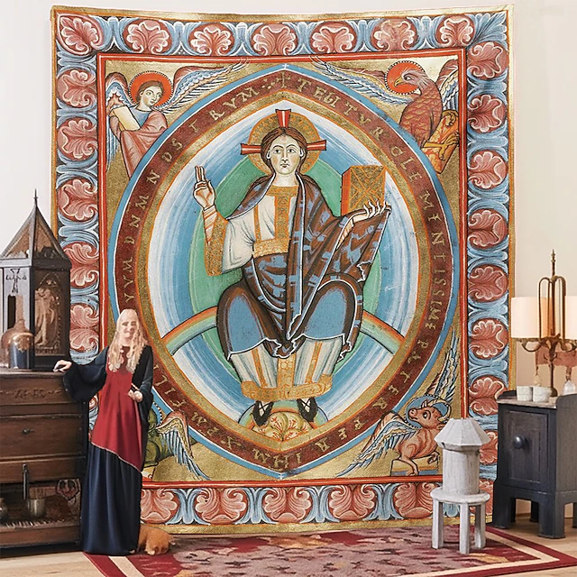 Medieval Painting Tapestry Middle Age Tapestry Wall Art Decor Photograph Backdrop Blanket Curtain Home Bedroom Living Room Decoration 27