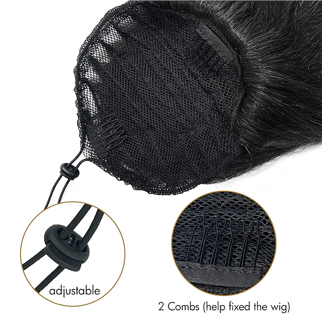 Draw String Attachments Long Yaki Straight Drawstring Pony Tail Hair Attachments for Women ...