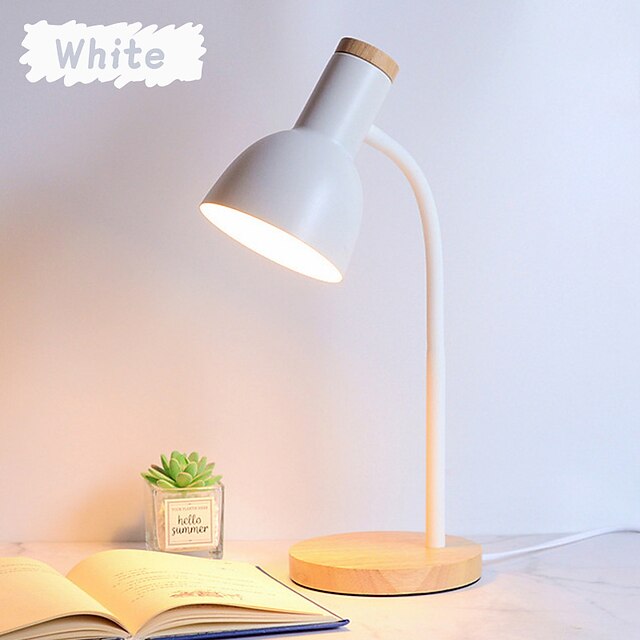  lâmpada de mesa/luz de leitura/lâmpadas de cabeceira proteção para os olhos/braço oscilante/ajustável simples/moderno contemporâneo para sala de estudo/escritório/quarto de meninas metal madeira