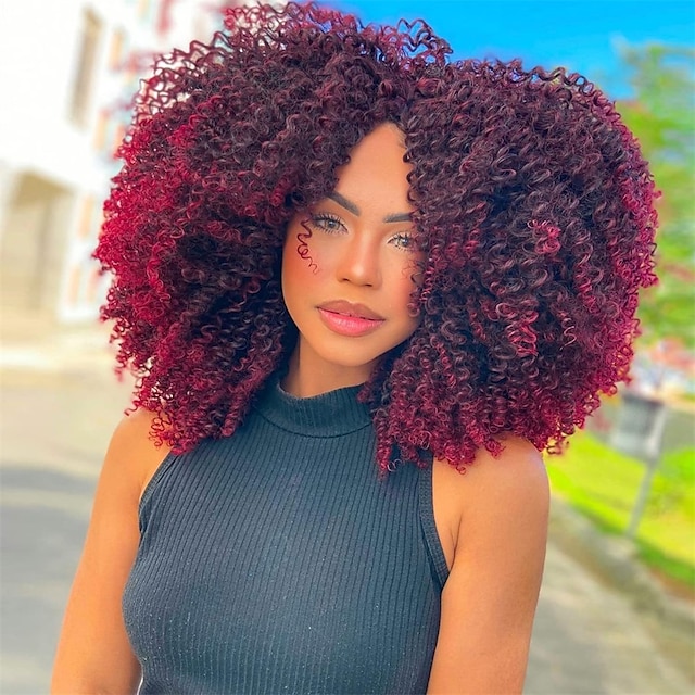 Lady Hanne Afro Kinky Curly Wigs For Black Women Short Curly Wig With