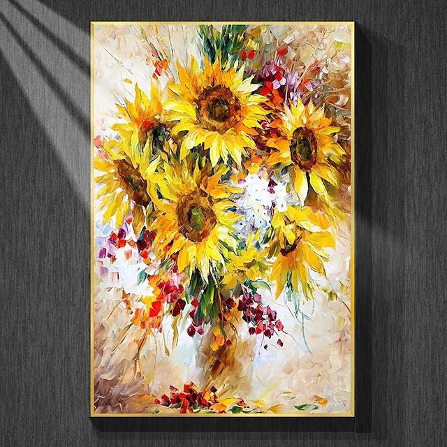  100% handgefertigte abstrakte gelbe Sonnenblumenpflanze große schöne Blumenlandschaftsölgemälde auf Leinwand moderne Kunstwerke