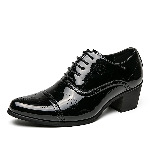  Homme Oxfords Chaussures derby Chaussures Bullock Chaussures habillées Chaussures de smoking Décontractées Britanique Mariage Soirée & Evénement Cuir Verni Augmentation de la hauteur Lacet Noir
