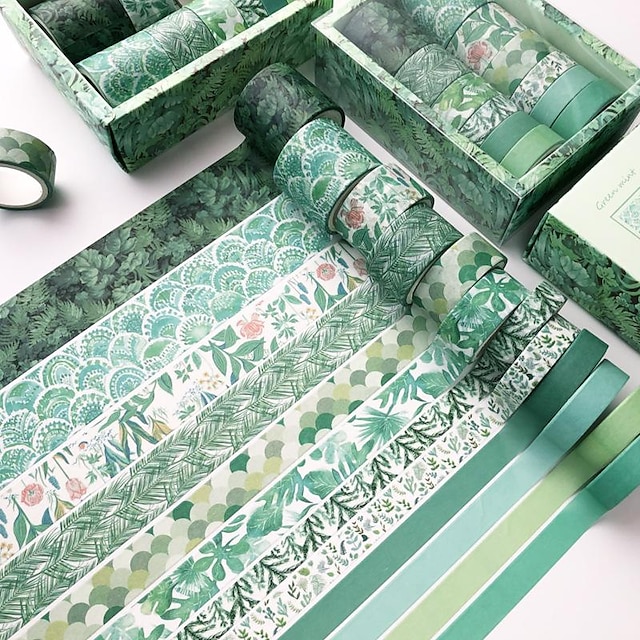 12 stk vintage floral washi tape sett, dekorative tape for gjør-det-selv-håndverk og scrapbooking