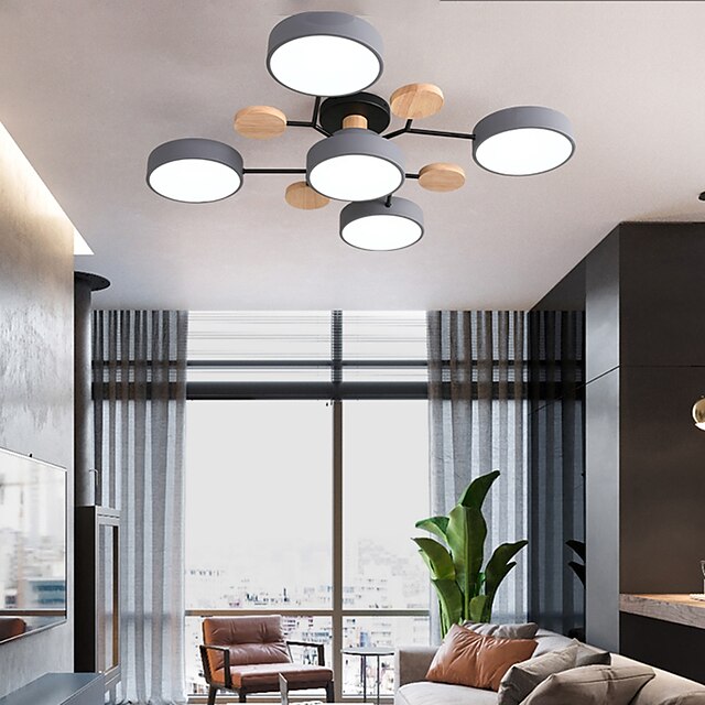 LED-Deckenleuchte dimmbar einzigartiges Sputnik-Design Holz 4/5/6/7 Köpfe 35 