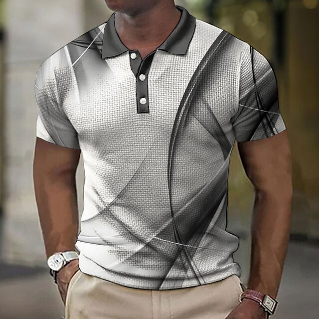 Men's Polo Shirt Waffle Polo Shirt Lapel Polo Button Up Polos Golf ...