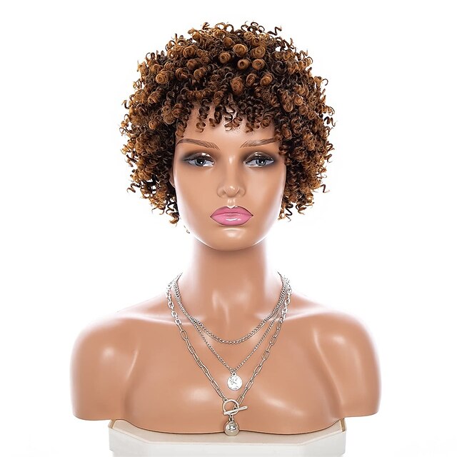 Short Wigs For Black Women Short Brown Wig With Bangs Short Curly Afro ...