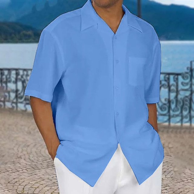  Ανδρικά Πουκάμισο Πουκάμισο με κουμπιά Καλοκαιρινό πουκάμισο Casual πουκάμισο Πουκάμισο παραλίας Μαύρο Λευκό Θαλασσί Πράσινο του τριφυλλιού Χακί Κοντομάνικο Σκέτο Απορρίπτω Δρόμος Καθημερινά