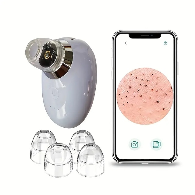  1pc Blackhead Remover Pore Vacuum WiFi Visible Facial Pore Cleanser With HD Camera Pimple Acne Comedone Extractor Kit USB Rechargeable Electric Blackhead Acne Whitehead Suction Tool