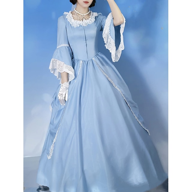  askepot vintage prinsesse kjole fra kolonitiden rokoko victoriansk vintage cosplay performance fest halloween 3/4-langt ærme maxi halloween