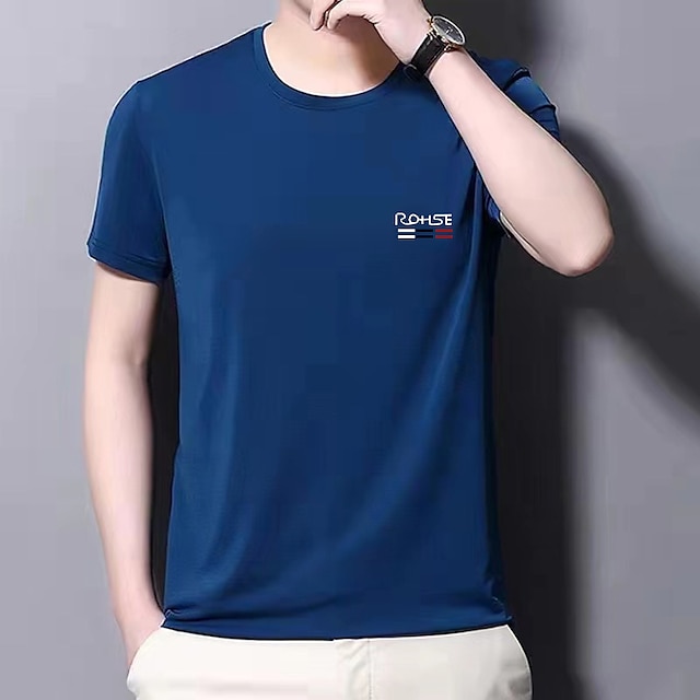  Men's T shirt Tee Plain Crew Neck Sports Holiday Short Sleeve Clothing Apparel Casual Comfortable