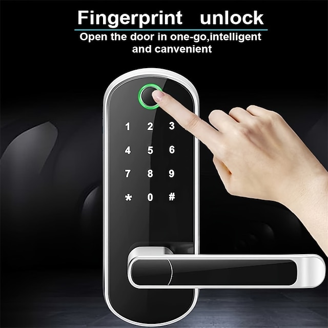  cerradura de puerta inteligente 5 en 1 con manija función de memoria de almacenamiento de tecnología biométrica