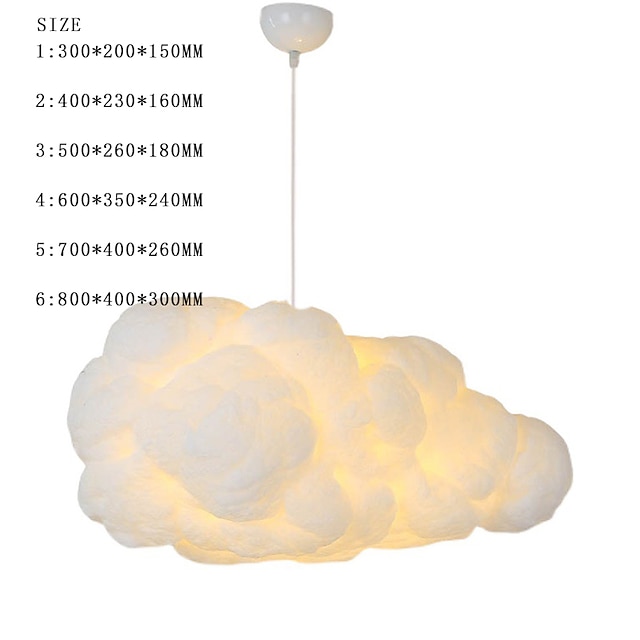 Suspension Nuage Moelleuse Blanche - Plafonnier Moderne Réglable Pour Salon, Chambre