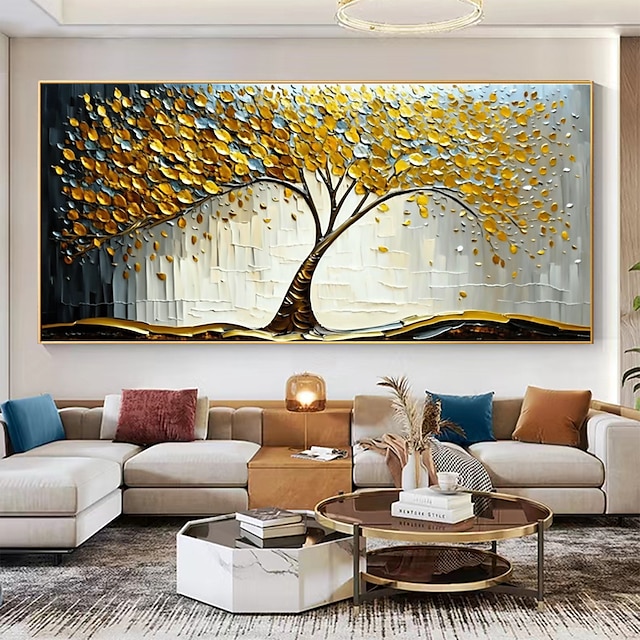  Pintura a óleo artesanal em tela decoração de arte de parede original vida árvore pintura de paisagem abstrata para decoração de casa com moldura esticada/sem pintura de moldura interna