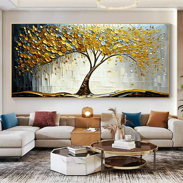 Handmade Oil Painting Canvas Wall Art Decor Original life Tree Abstract Landscape Painting for Home Decor With Stretched Frame/Without Inner Frame Painting 44