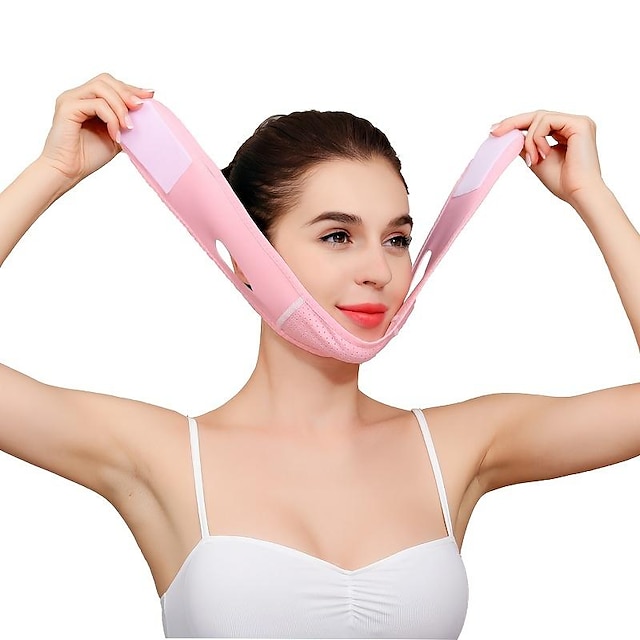  Réducteur double menton réutilisable, masque facial raffermissant de levage en forme de V, masque facial anti-rides lisse, masque de menton, ceinture de levage du visage