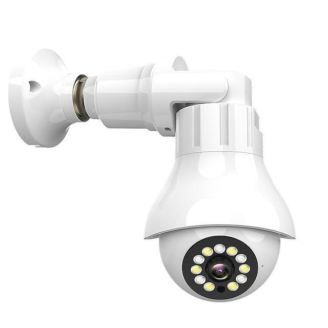  1pc 3MP E27 Bulb WIFI Camera,Surveillance Camera,IP Camera, Security Camera For Home Security CCTV Monitor,Two Way Audio, Motion Detection, PTZ Rotation Control,Color Night Vision With E27 Bulb Light Base