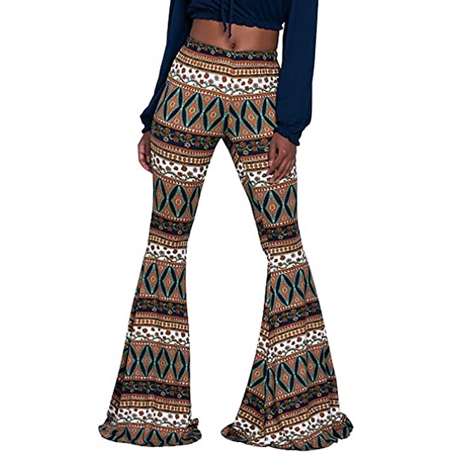  Retro / vintage Boho 1970 Dyskoteka Spodnie Spodnie z dzwonkiem Spodnie z szerokimi nogawkami Spodnie do yogi Hipisowskie Damskie Spodnie