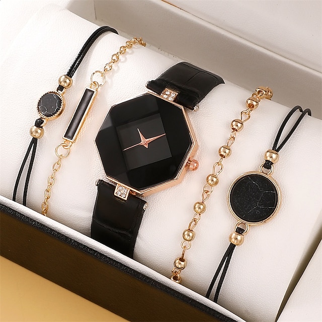  5 unids/set reloj de mujer conjunto de reloj de cuarzo coreano informal para mujer