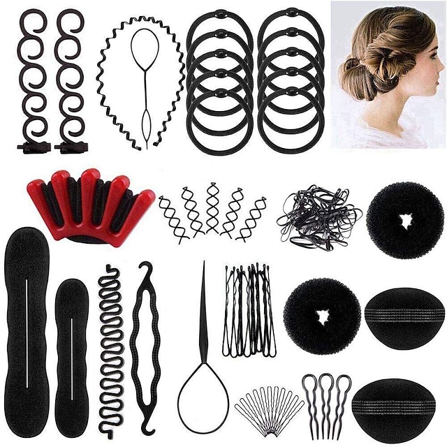  53 stks haar styling set haar ontwerp styling tools accessoires diy haaraccessoires haar modellering tool kit kapper kit set magic hair bun maker shaper