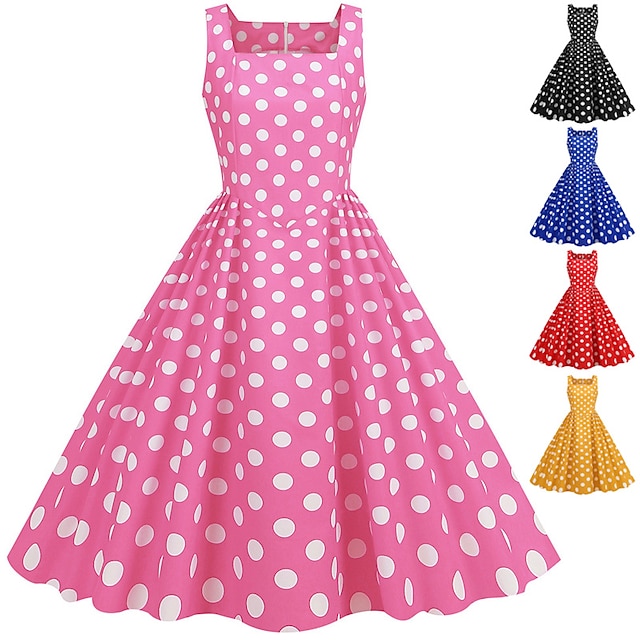  רטרו\וינטאג' שנות ה-50 שמלת קוקטייל לבוש יומיומי שמלות תחפושת למסיבה שמלת התלקחות בגדי ריקוד נשים מסיבה\אירוע ערב שמלה