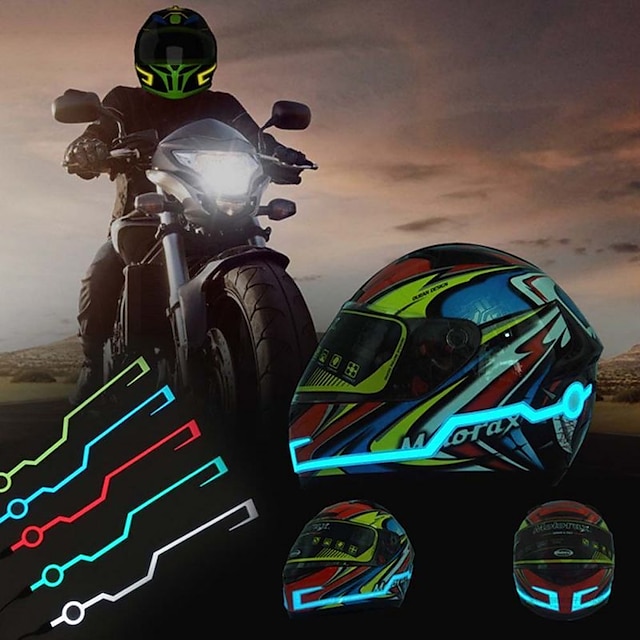  オートバイのヘルメットコールド led ライト mod キット点滅ストライプ発光ステッカー led ナイトライディングライトオートバイのヘルメットの装飾