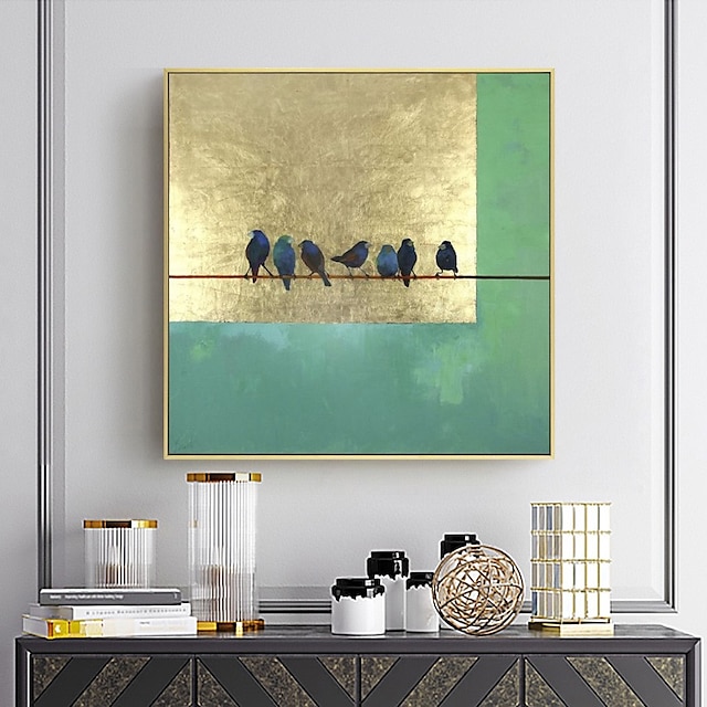  Nowoczesna sztuka ścienna ze zwierzętami styl nordycki ptak gałąź sztuka obraz olejny na płótnie nowoczesny salon przedpokój dekoracja wnętrz bez ramki