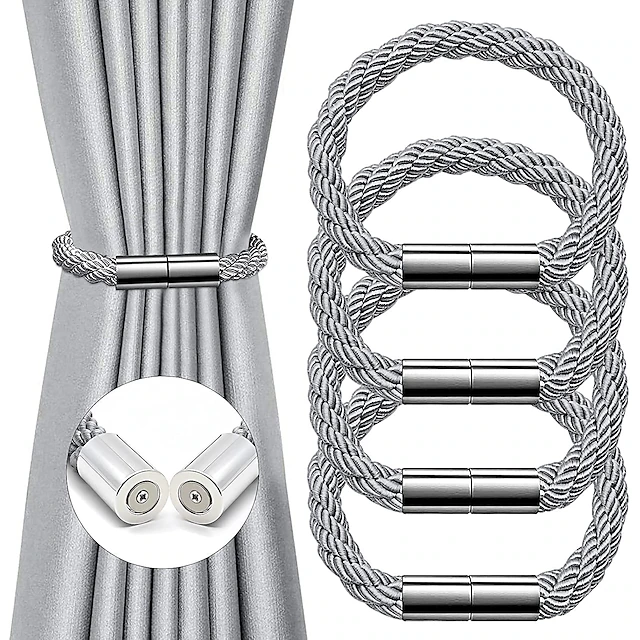 Magnetic Curtain Tie Backs Window,Pearl Beaded Tieback Curtain Holdbacks,Buckles Clip for Home Bedroom Office Decorative Curtain 37