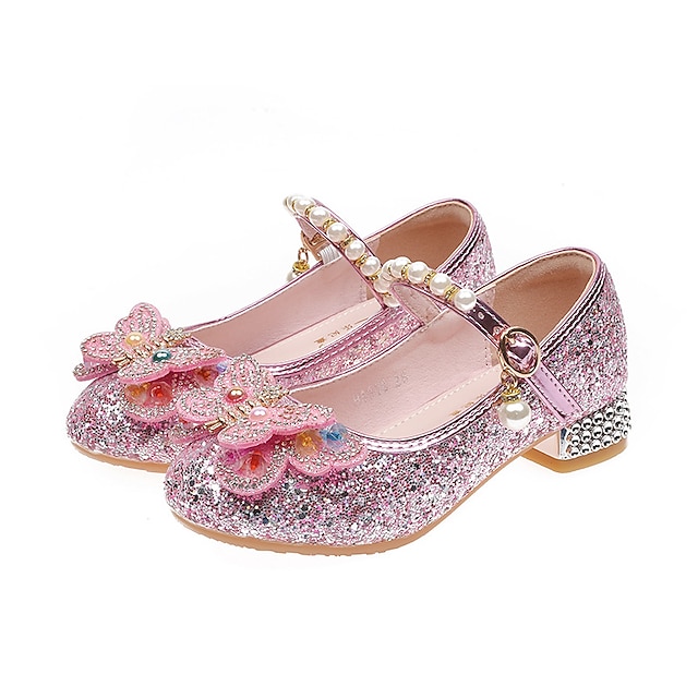  للفتيات كعوب يوميا اللباس أحذية أحذية الأميرة الأحذية المدرسية بريق المحمول التنفس إمكانية غير الانزلاق أحذية الأميرة الأطفال الصغار (7 سنوات +) الأطفال الصغار (4-7 سنوات) هدية مناسب للبس اليومي المشي