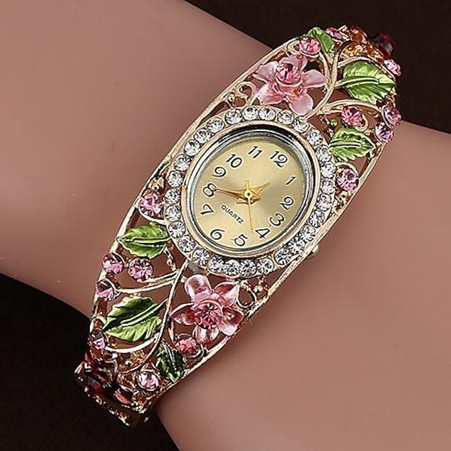  Reloj de pulsera de cuarzo con vestido de pulsera de cristal para mujer recién llegado