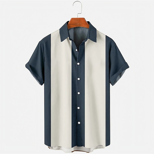 Men's Shirt Summer Shirt Button Up Shirt Bowling Shirt Wine Navy Blue ...