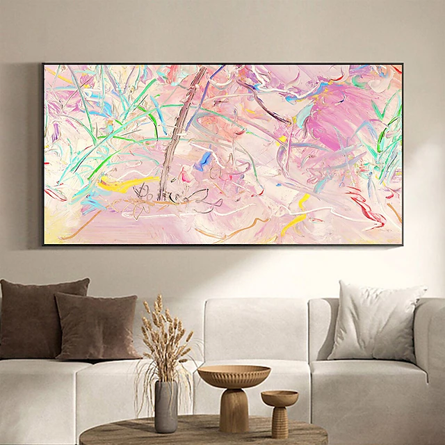 Handmade Oil Painting Canvas Wall Art Decoration Modern Pink Abstract Texture for Home Decor Rolled Frameless Unstretched Painting 9