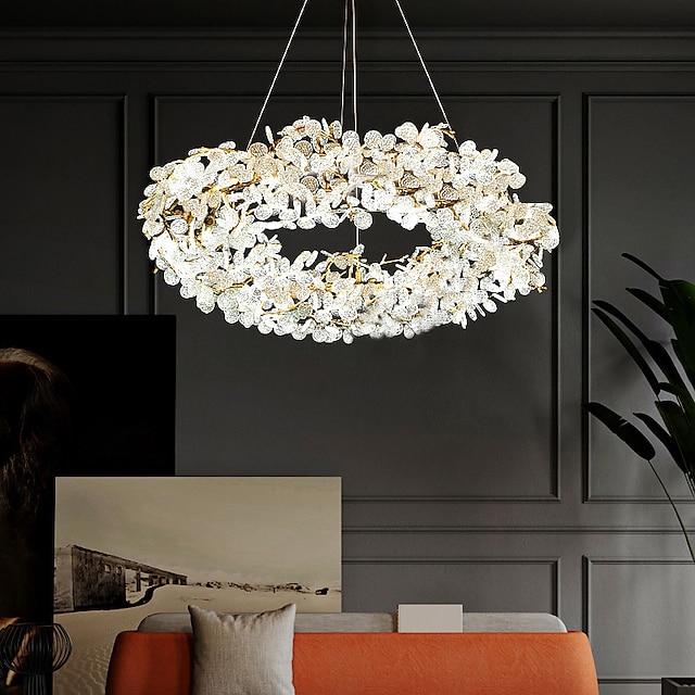  LED-Kronleuchter moderner Luxus, 60 cm Goldkristall für Wohnräume Küche Schlafzimmer Eisen Kunst Ast Lampe kreative Lampe Licht 110-240 V