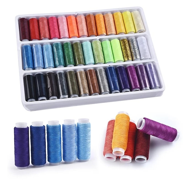  39 unids/pack hilo de coser colorido hilos de coser duraderos para máquinas manuales hilo de poliéster fuerte