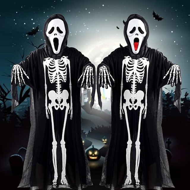 cara de fantasma traje máscara guantes diablo fantasma esqueleto cosplay disfraces horror máscaras cara de fantasma gritar casco espeluznante fiesta de halloween mascarada mardi gras