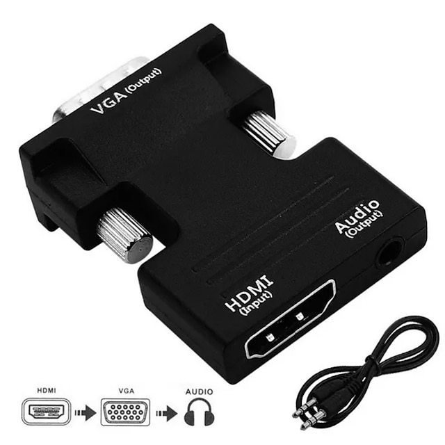 HDMI Female to VGA Male Converter with Audio Adapter Support 1080P Signal Output