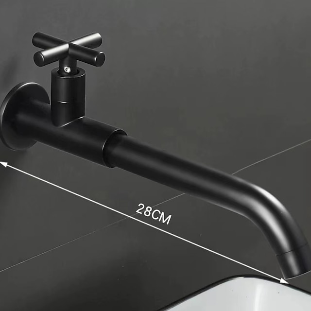  Wandmontierter Waschbeckenhahn nur kaltes Wasser, Waschbeckenarmaturen Vintage Messing Einzelgriffe ein 3-Loch-Waschraum-Waschbeckenhahn