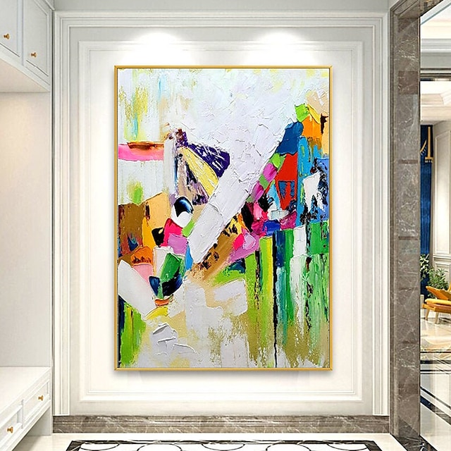  Oil Painting Handmade Hand Painted Wall Art  Abstract knife Painting  Landscape Green  Home Decoration Decor Rolled Canvas No Frame Unstretched
