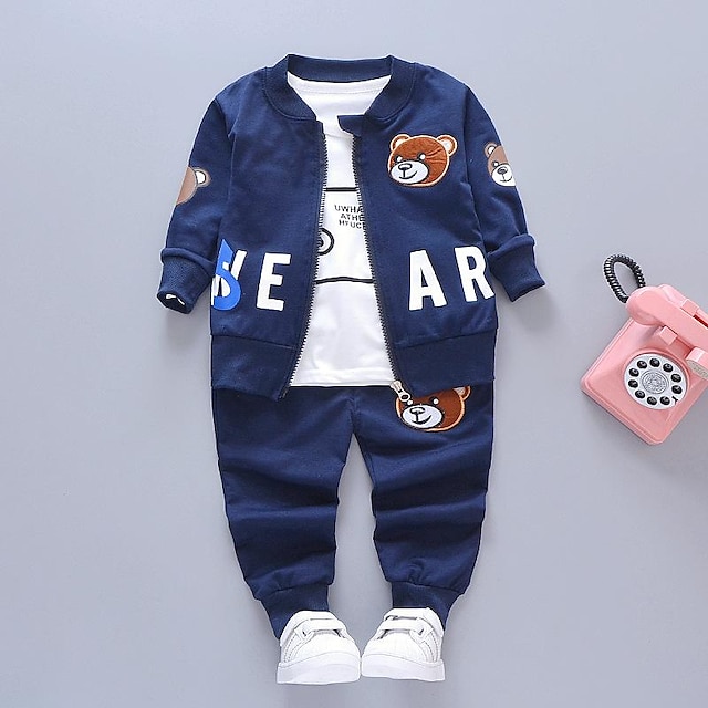  3 Pieces Toddler Boys T-shirt & Pants Outfit Plaid Long Sleeve Cotton Set School Adorable Daily Summer Spring 3-7 Years red plaid three piece set bear head three piece navy blue gray plaid three