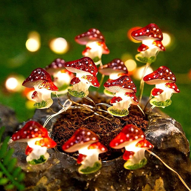  houbová výzdoba cottagecore pokojová výzdoba houba řetězová světla bateriově napájená houbová víla světlo do ložnice večírek na koleji vánoční svatba dekorace na terasu